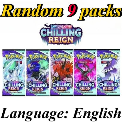 9 Pack Pokémon Trading Cards Set - English Booster Packs with Bright Stars, Prismatic Evolutions and Paldean Fates Gift Collection