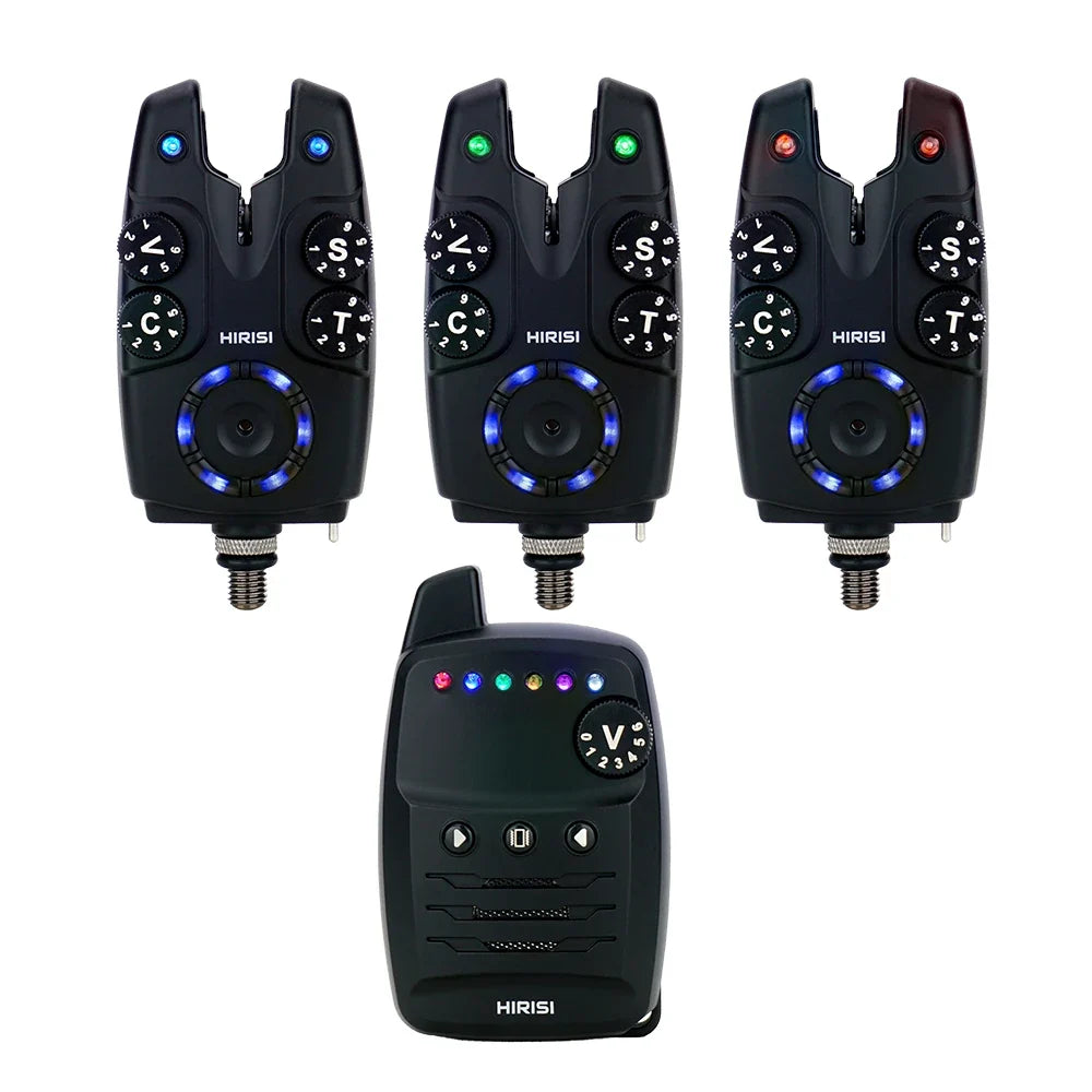 Hirisi S4 Carp Fishing Alarm Set - Anti-Theft Bite Indicators 1+4 Tackle System for Carp Angling