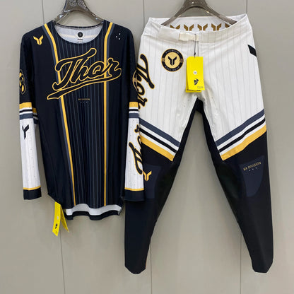 Thor 2026 Motorcycle Riding Set - Bleach Black Camo Off-Road Racing Gear Long Sleeve Jersey and Pants