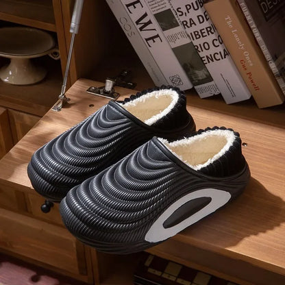 Unisex Plush Winter Slippers - Warm Thick Cotton Waterproof Non-Slip Indoor Outdoor Shoes