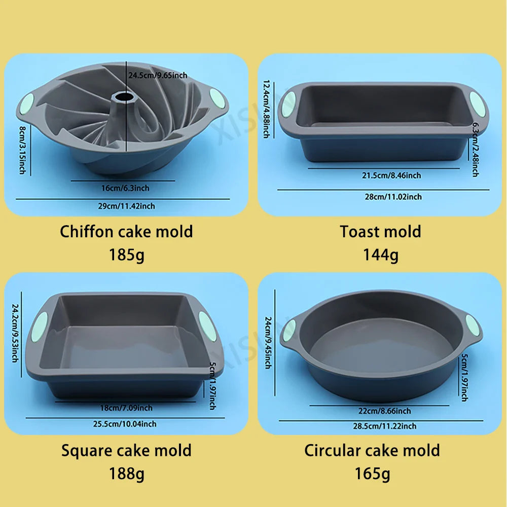 Heat Resistant Silicone Bakeware Set: Loaf Bread, Muffin, Donut, Cake Baking Tray - Oven Baking Pan, Silicone Cake Pan Set