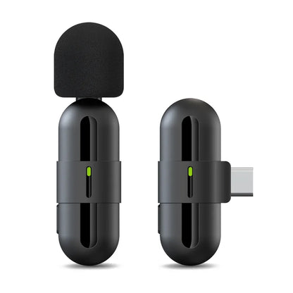 Basix Mini Wireless Lavalier Microphone - Noise Cancelling Portable Mic for iPhone Android Camera Live Interviews