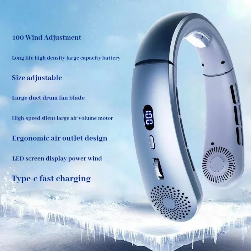Lightweight Neck Fan - 5 Speed Hands Free Wearable Fan with Low Noise Design for Indoor & Outdoor Sports