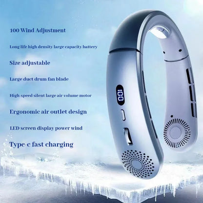Wearable Neck Fan - 5-Speed Low Noise Hands-Free Cooling Fan for Indoor & Outdoor Sports
