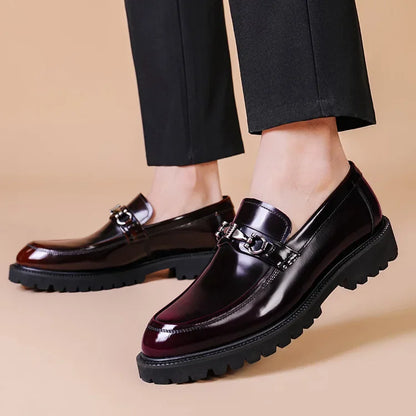 Men’s Leather Oxford Shoes - Buckle Dress Shoes for Wedding, Party and Office Wear Large Size 38-48