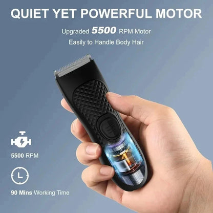 Men’s Electric Groin & Body Hair Trimmer – Rechargeable Clipper for Pubic and Intimate Areas Grooming