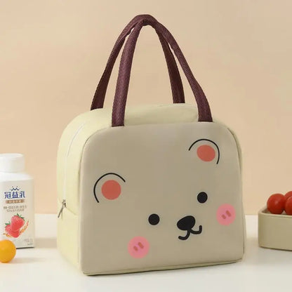 Cartoon Insulated Lunch Bag – Oxford Cloth Bento Box Carrier, Handheld Fresh-Keeping Ice Bag for Camping and Meals