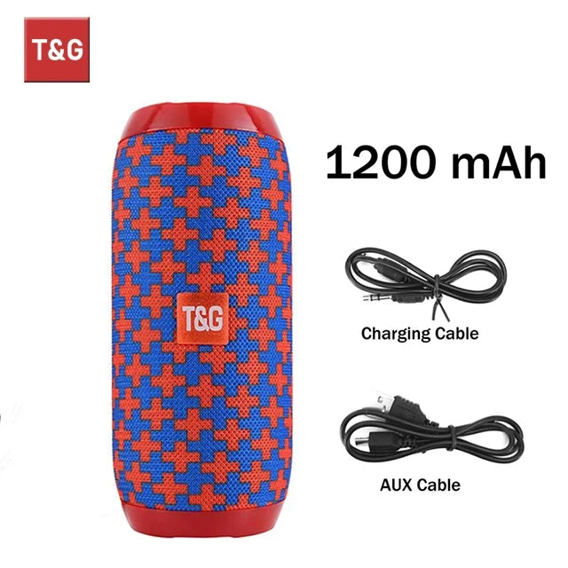 T&G TG117 Bluetooth Speaker - Portable Waterproof TWS Stereo Sound Box with TF Card & FM Radio for Outdoor Music
