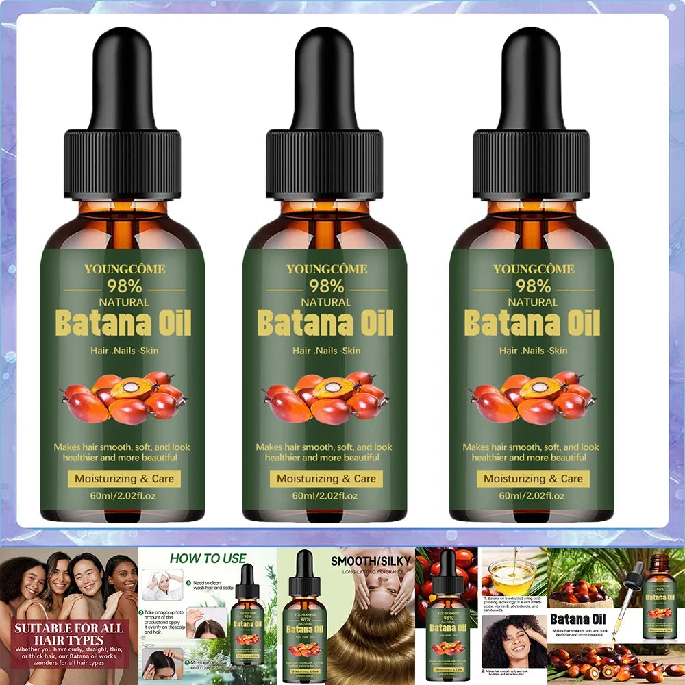 Pure Batana Hair Oil - Natural Hair Growth Treatment for Shine Strengthening Split End Repair and Scalp Care