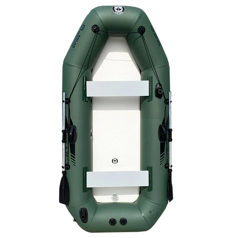 Solarmarine PVC Inflatable Belly Boat – River Fishing Kayak, Fishing Boat with Outboard Engine Installation Option