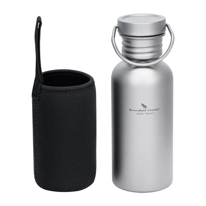 Wide Mouth Titanium Water Bottle - Reusable Sports Drinking Bottle for Camping, Hiking, Climbing, Running & Travel