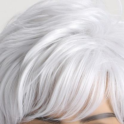 Short Natural Straight White Wig for Women – Heat-Resistant Daily & Party Wig