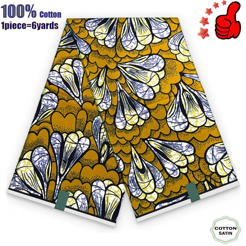 African Real Wax Print Fabric - 100% Cotton Ghana Nigeria Style Ankara Batik Sewing Material