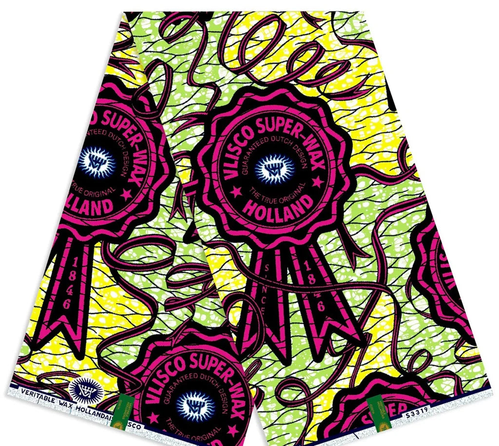 Original African Wax Print Fabric - 6 Yards Soft 100% Cotton Nigerian Ankara Pagne Batik Material