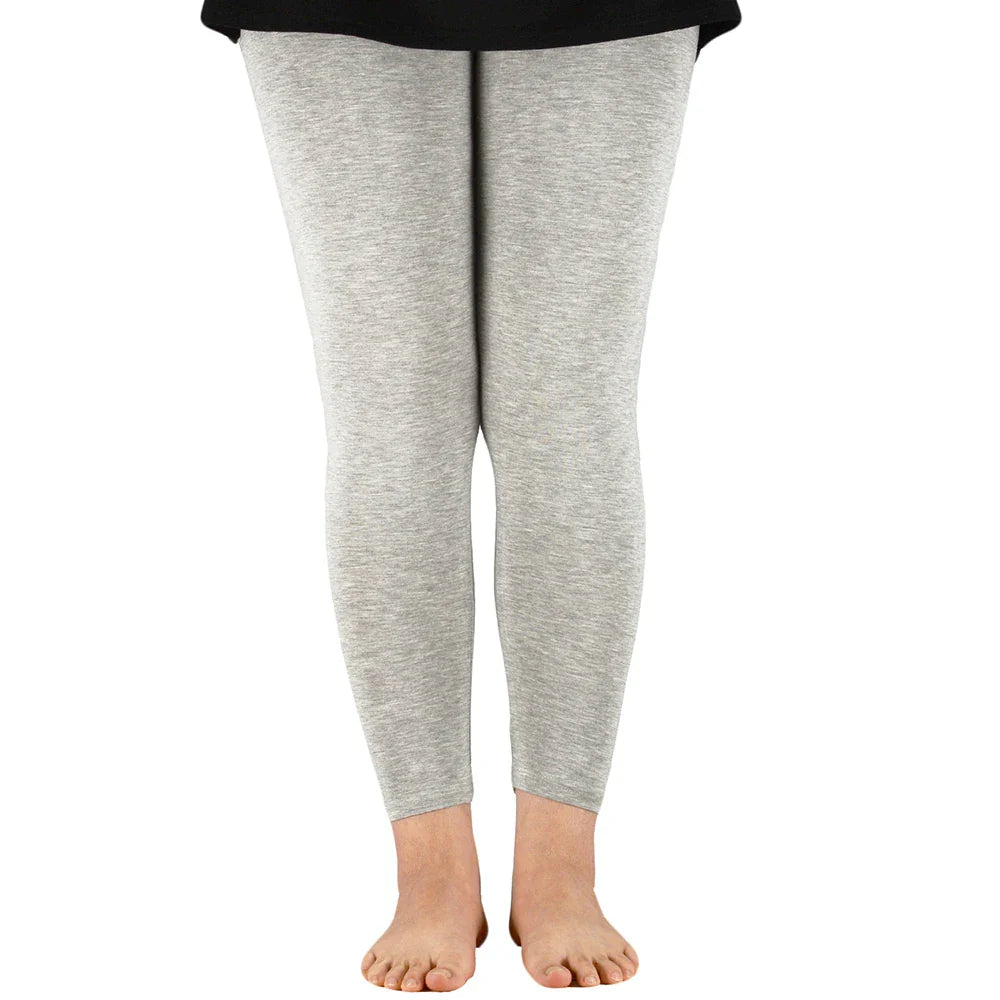 Women Bamboo Fiber Elastic Waist Leggings – Plus Size High Stretch Casual Workout Basic Pants Soft Comfortable Fitness Leggings