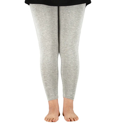 Women Bamboo Fiber Elastic Waist Leggings – Plus Size High Stretch Casual Workout Basic Pants Soft Comfortable Fitness Leggings