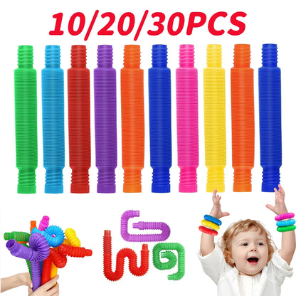 Colorful Telescopic Pop Tubes Fidget Toy Set (10–30PCS) – Sensory Stress Relief Toys for Adults & Kids