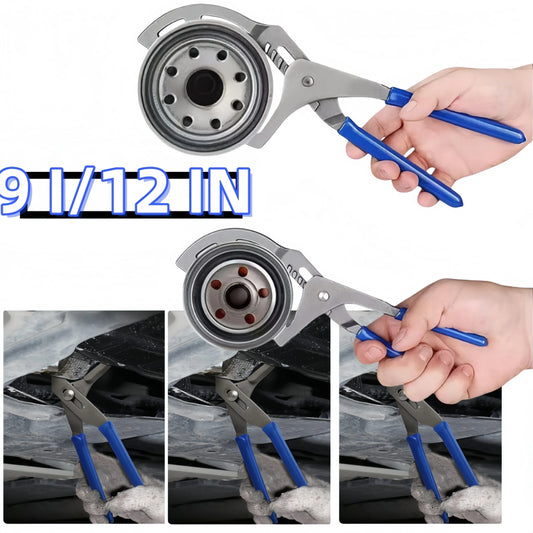 Adjustable Oil Filter Wrench Pliers - 9/12 Inch Steel Clamp Removal Tool for Auto Oil Changes