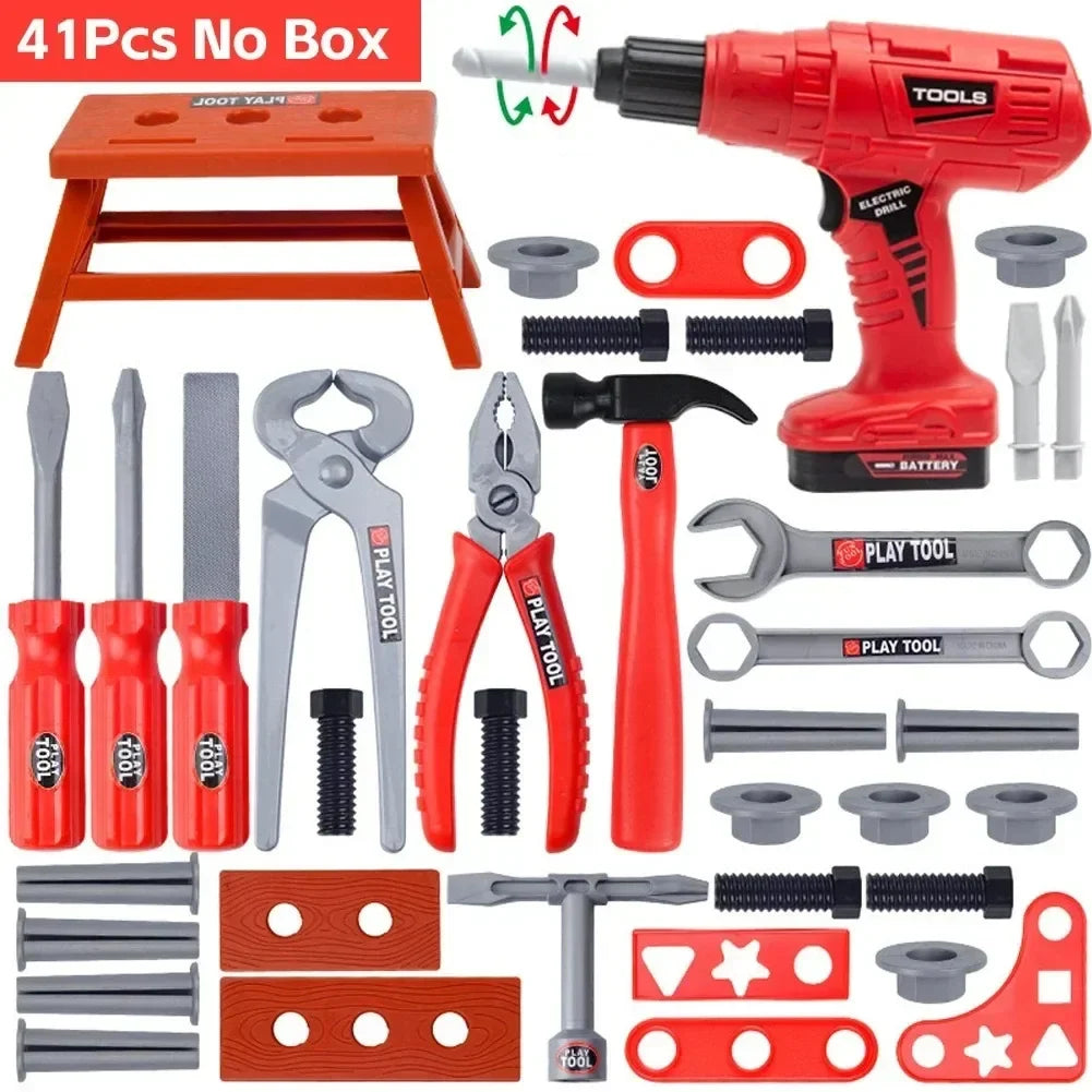 Pretend Tool Kit Toy Set - 38/41 PCS Kids Plastic Repair & Construction Tools for Toddler Boys Gift