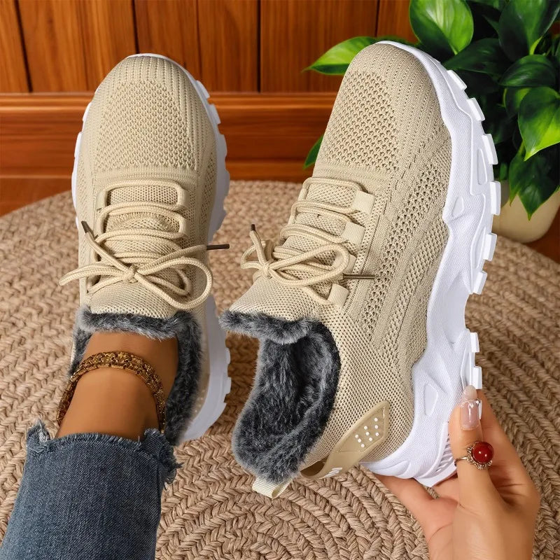 Women’s Winter Warm Sneakers – Non Slip Cold Weather Outdoor Walking Sports Shoes
