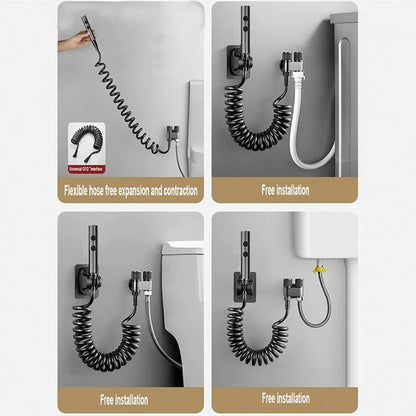 Stainless Steel Toilet Bidet Sprayer Set - Dual Button Handheld Rain Spray Faucet with Self-Cleaning Shower Head & Bathroom Hose Kit