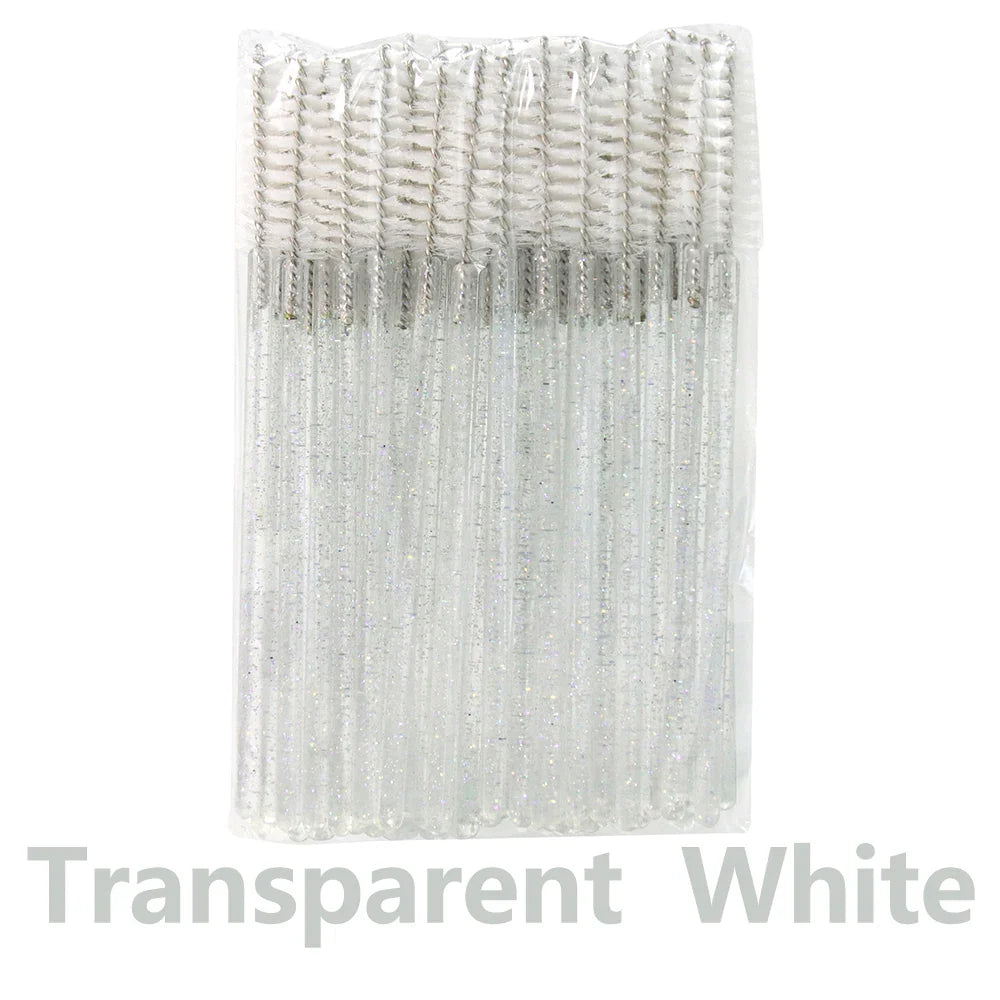 ANNAFRIS 50pcs Disposable Eyelash & Eyebrow Brushes — Soft Crystal Lash Extension Mascara Wands Makeup Tools