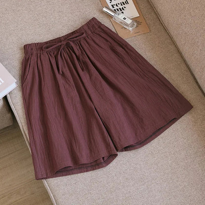 2026 Women's Cotton Summer Shorts - High Waist Loose Fit Casual Shorts with Pockets