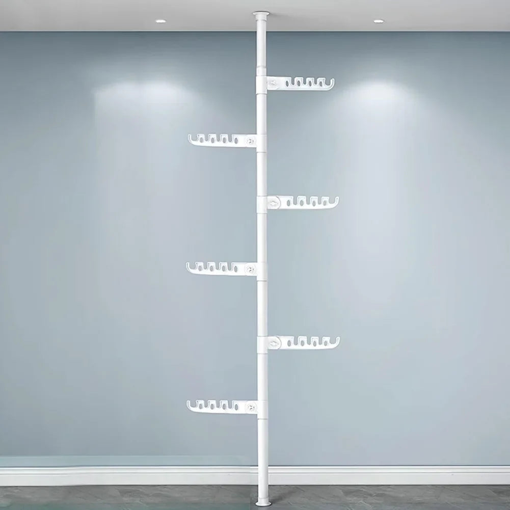 Telescopic 6-Tier Corner Clothes Drying Rack – Standing Laundry Pole for Hanging Clothes