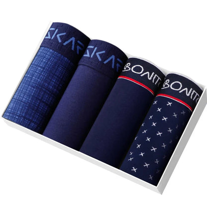 4pcs Men Cotton Boxer Shorts - Soft Comfortable Male Underwear Briefs Couple Boxers Set
