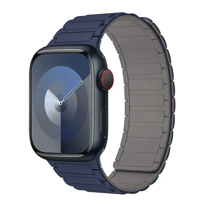 Magnetic Silicone Sports Band for Apple Watch — Fits Ultra 2 (49mm) & Series 9/8/7/6/5/4/SE/3 (38–45mm)