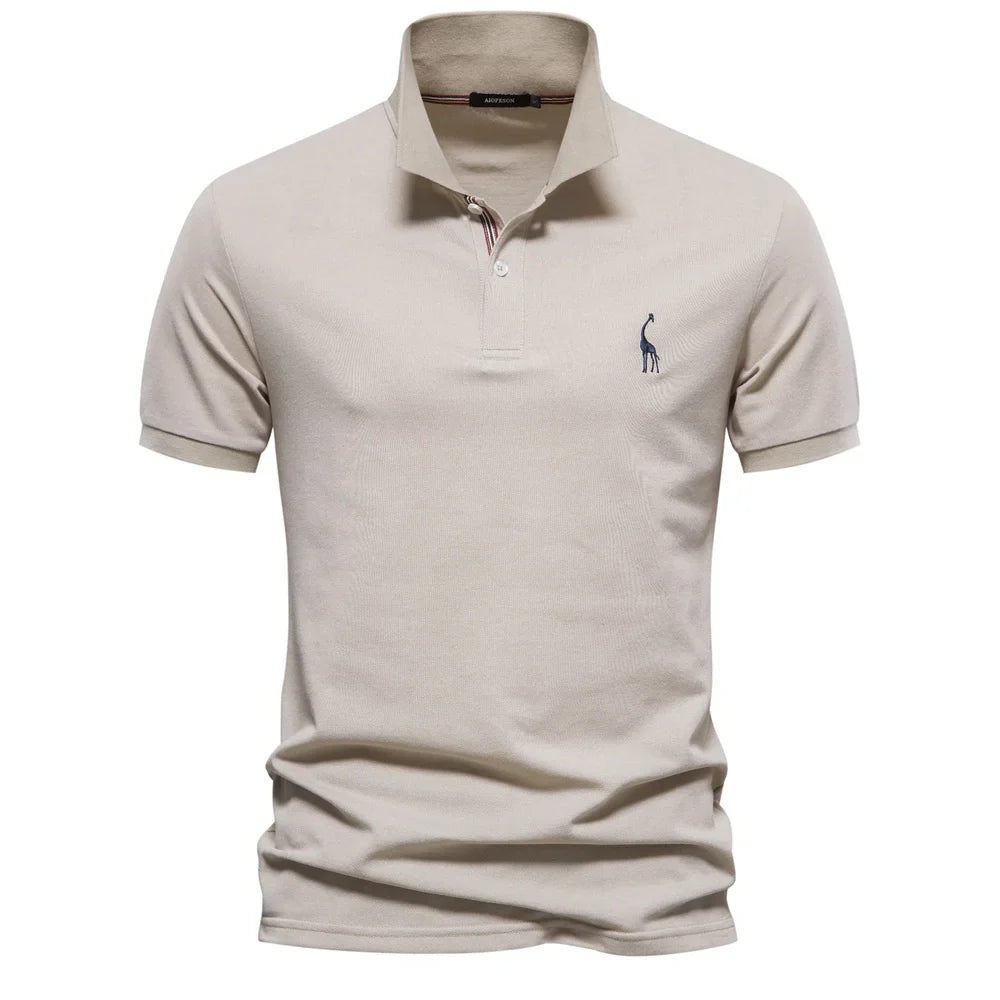 AIOPESON Men's Cotton Polo Shirt - Short Sleeve Solid Color Summer Casual Polo Top