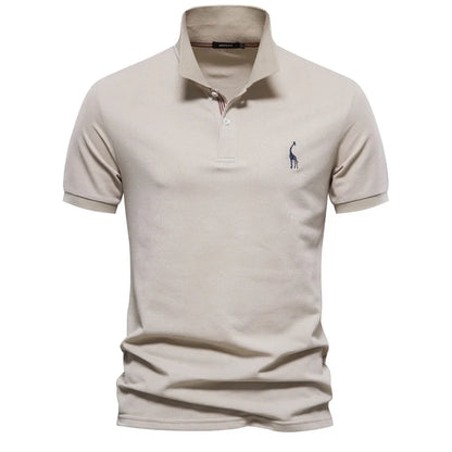AIOPESON Men's Cotton Polo Shirt - Short Sleeve Solid Color Summer Casual Polo Top