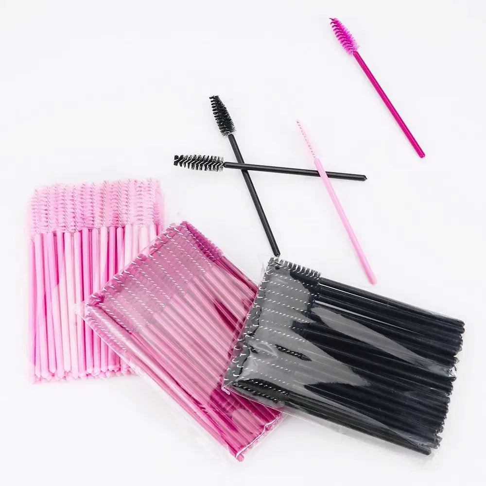 ANNAFRIS 50PCS Disposable Eyelash Brushes - Soft Crystal Lash Extension & Eyebrow Makeup Mascara Wands