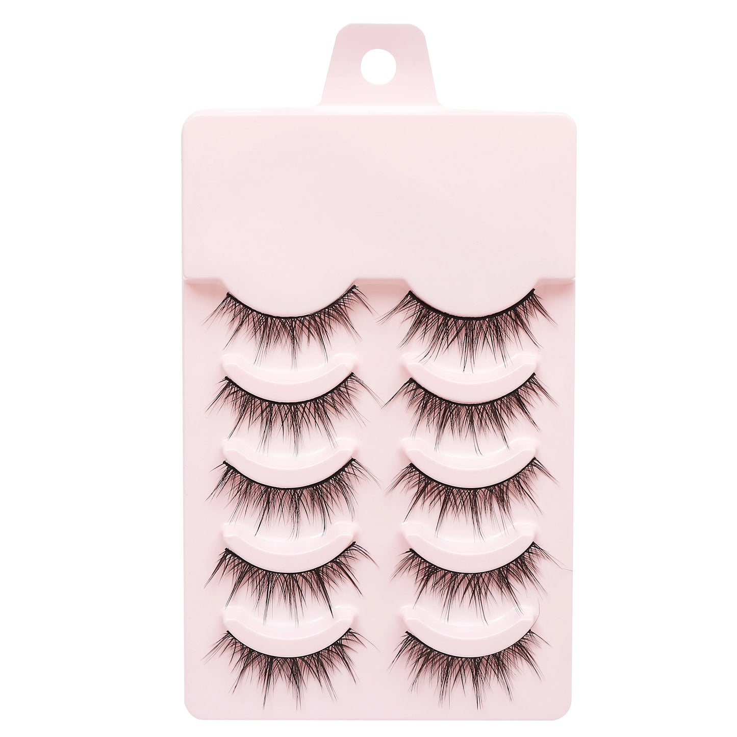 Manga Lashes 5 Pairs – Anime Cosplay Faux Mink Short Full Strip Lashes, Korean Natural Look, Clear Band Soft Eyelash Extensions