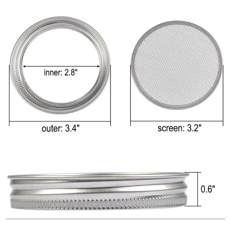 Seed Sprouting Kit - Stainless Steel Strainer Lid & Germination Stand for Mason Jar Growing