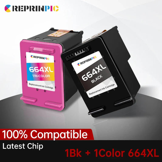 Reprinpic 664XL Ink Cartridge – High Yield Compatible Replacement for HP 664 DeskJet 1115/2135/2675/3635/3775/4536/4538/5075/5275 Printer Ink