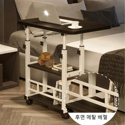 Adjustable Laptop Desk with Wheels – Portable Movable Bedside Computer Table for Bedroom, Office & Study