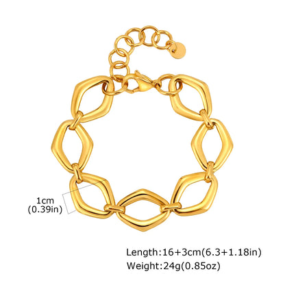 Women's Chunky Gold Plated Stainless Steel Link Chain Bracelet – Waterproof Layered Wristband Jewelry