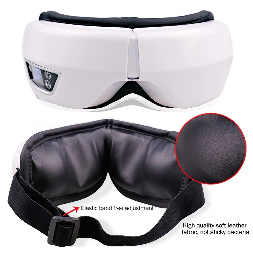 6D Smart Eye Massager – Vibration & Airbag Compression, Bluetooth Music Eye Care Glasses for Fatigue Relief