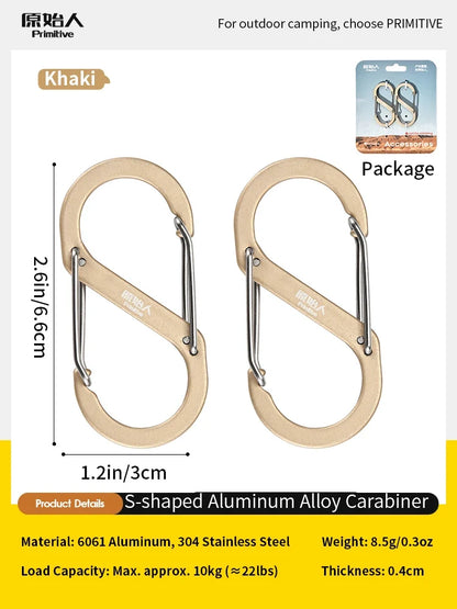 PRIMITIVE Aluminum Alloy Carabiner - Heavy Duty Dual Lock S-Biner Keychain Hook