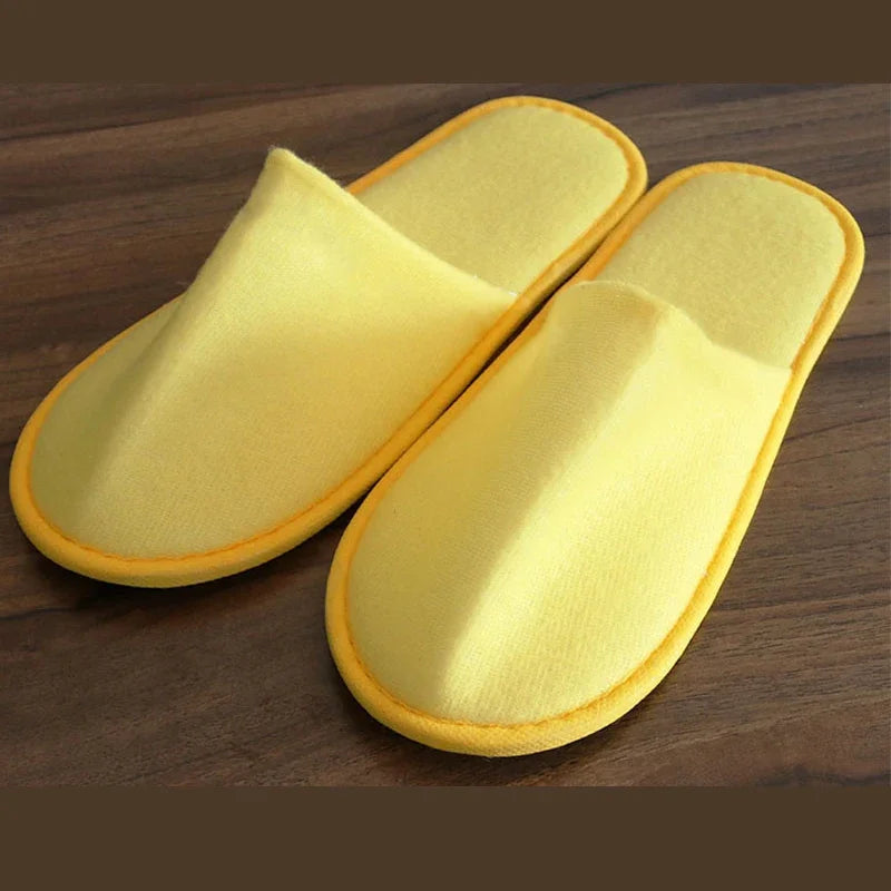 10 Pairs Plush Disposable Slippers - Soft Non-Slip Travel Hotel & Home Guest House Slides