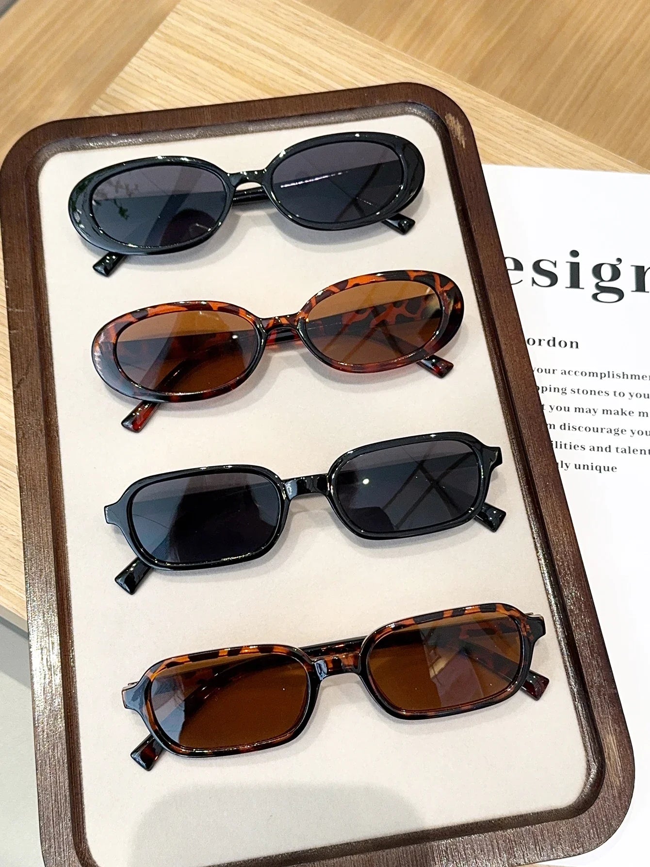 Fashionable Mixed Glasses Set - Chic Black & Tortoiseshell Oval Eyewear for Women Daily Wear