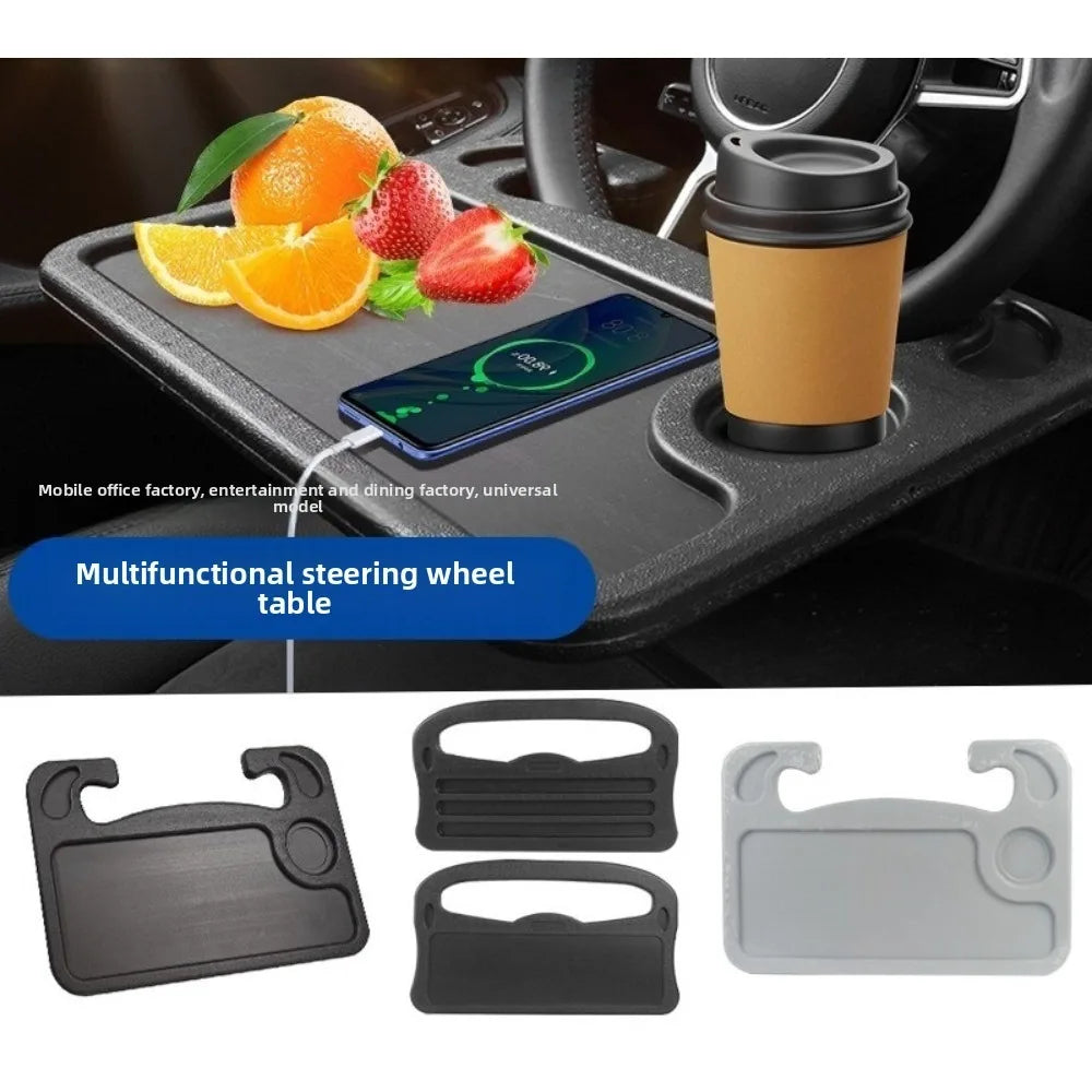 Portable Car Laptop Desk Mount - Steering Wheel Work, Food & Drink Tray Table for Travel Convenience