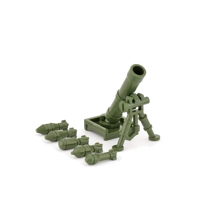 Military Building Blocks Soldier Set - Tactical Weapons Figures with Gatling Gun, Rifle, Mortar & Accessories Toy Kit