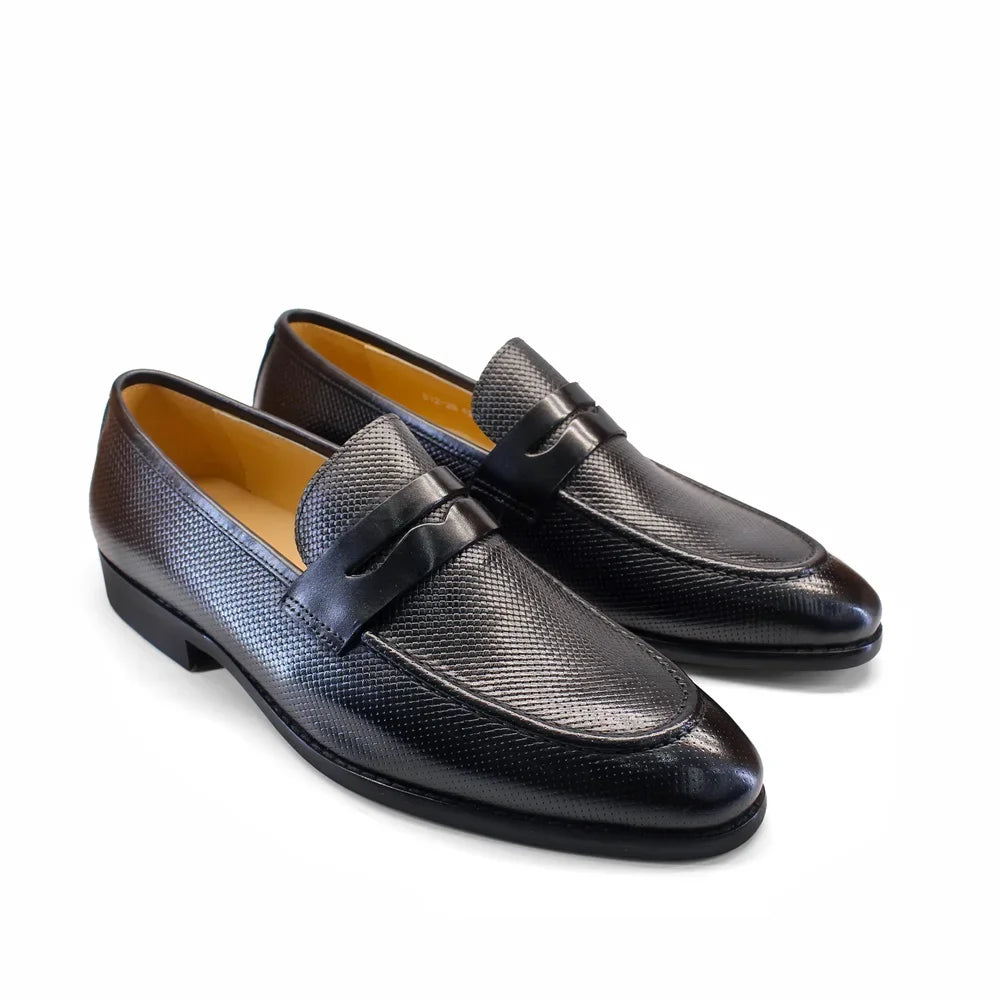 Men’s Genuine Leather Loafers - Comfortable Casual Shoes with Rubber Sole and Braided Pattern Size 39-46