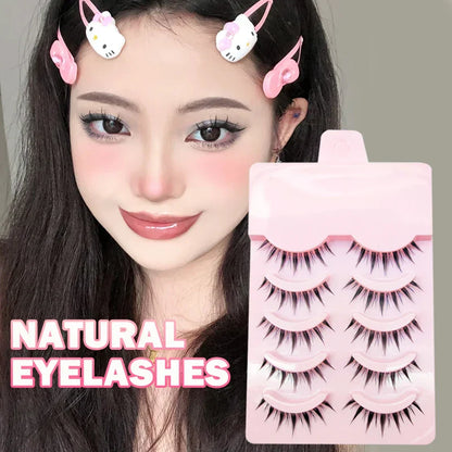 Manga Style Soft Natural False Eyelashes Wispy Thick Daily Wear Makeup Lashes