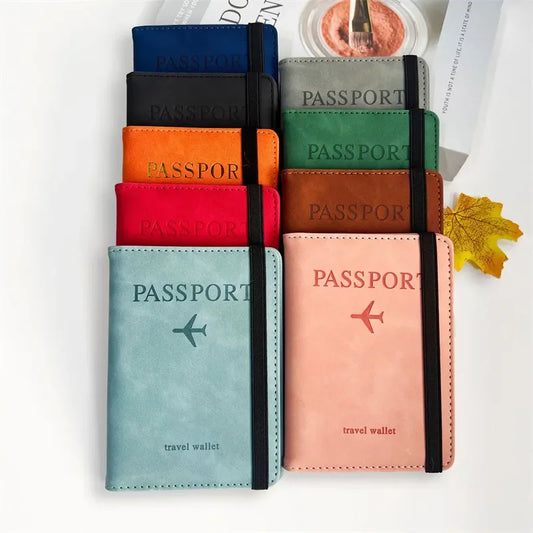 RFID Leather Passport Holder - Vintage Travel Wallet Case for Men & Women with ID and Card Storage
