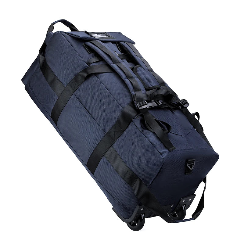 80L Rolling Duffle Bag with Wheels – 31" Heavy-Duty Foldable Travel Duffel, Water-Resistant Luggage with Shoulder Strap