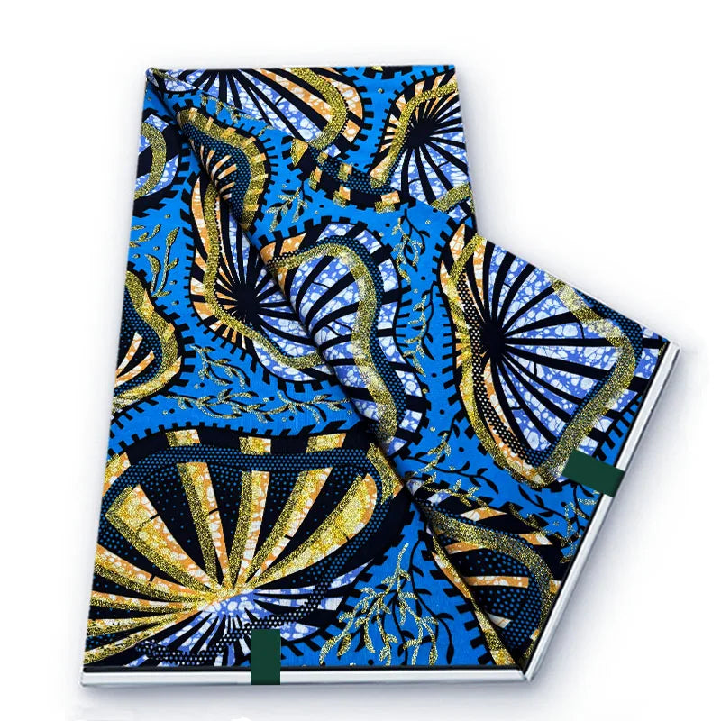 Grand African Glitter Wax Fabric - 6 Yards Soft Cotton Ankara Print Material for Nigerian Clothing