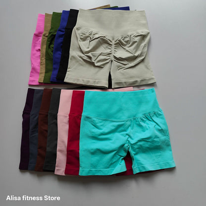 High Waisted Yoga Shorts - Seamless Tummy Control Fitness Shorts for Running, Workout & Activewear
